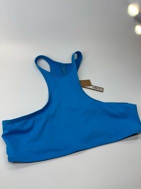 Skims Recycled Swim High Neck Raceback Top Medium Turquoise